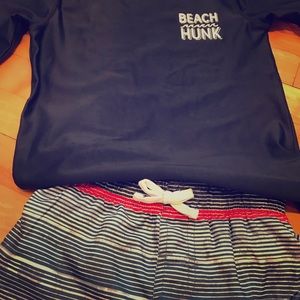 LUCKY brand boy swim shorts & rash guard size 4/5